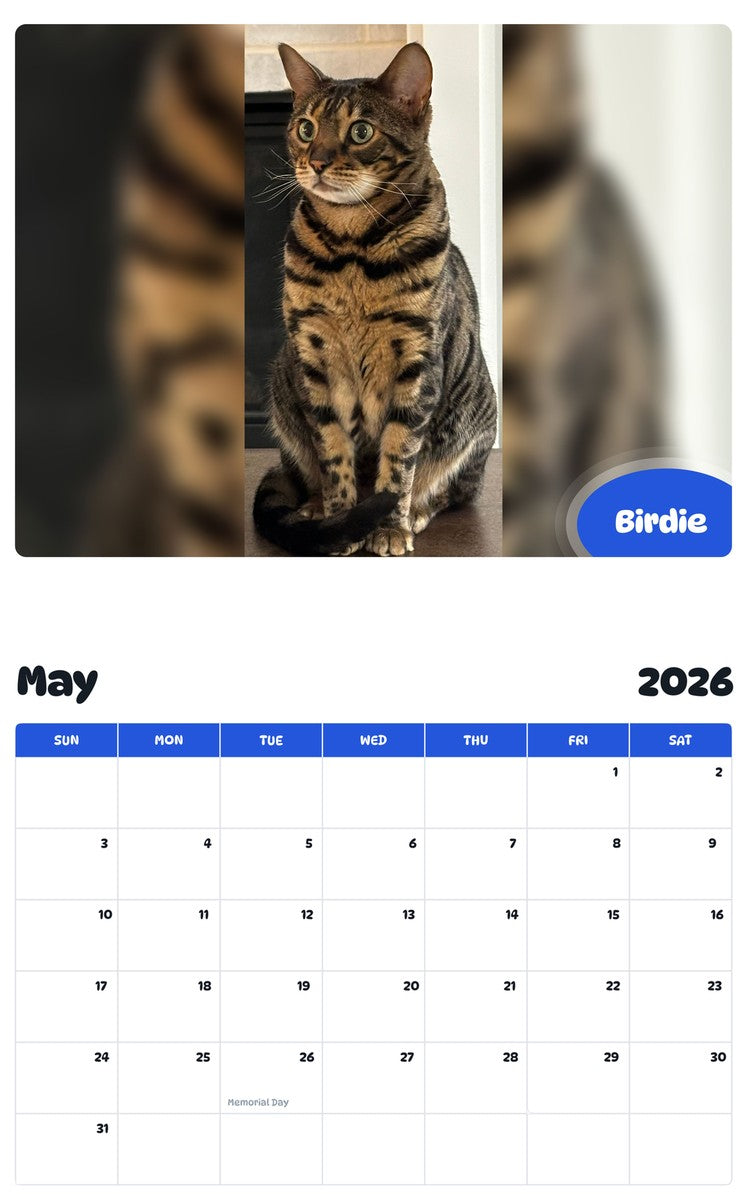 2026 - 2027 Birdie - Pawidols Pet Calendar