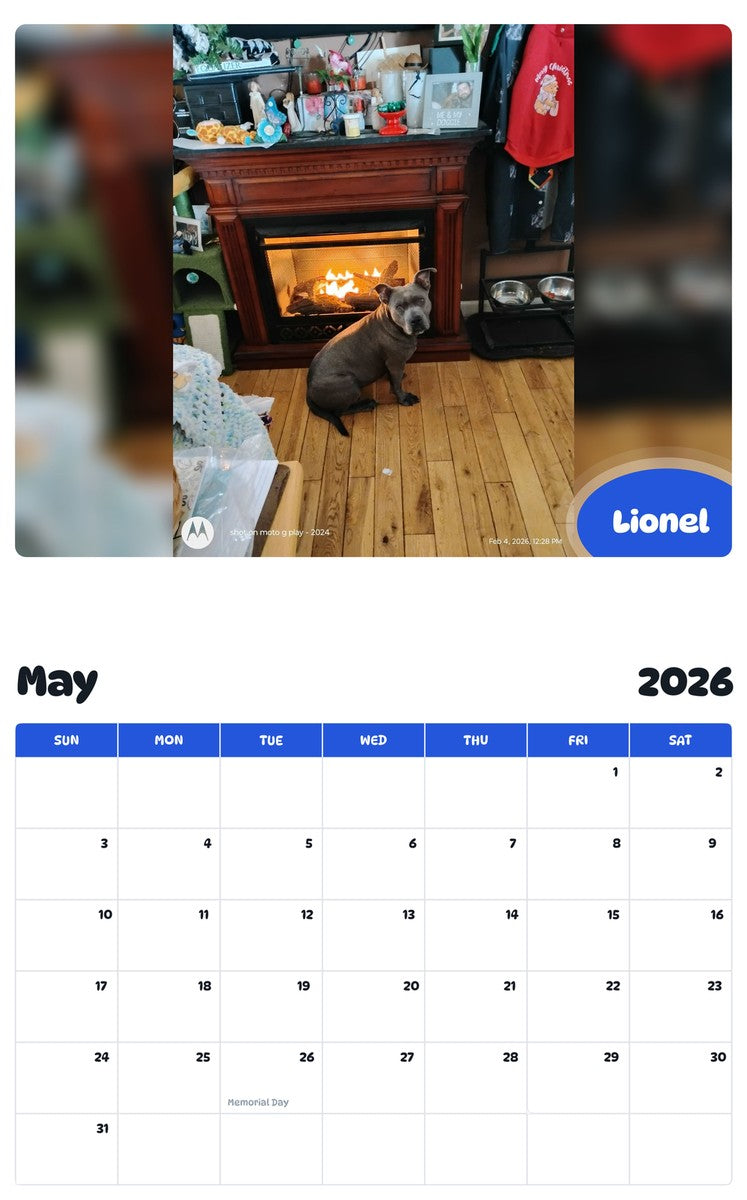 2026 - 2027 Lionel - Pawidols Pet Calendar
