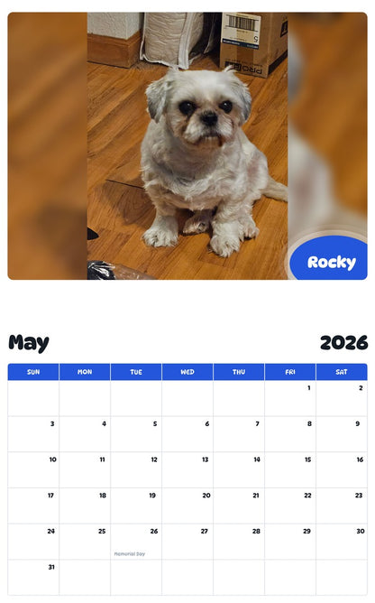 2026 - 2027 Rocky - Pawidols Pet Calendar