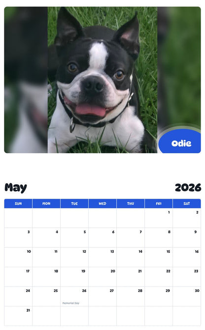2026 - 2027 Odie - Pawidols Pet Calendar
