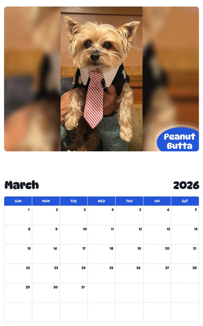 November 2025 - October 2026 Peanut Butta - Pawidols Pet Calendar