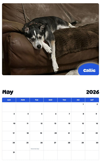 2026 - 2027 Callie - Pawidols Pet Calendar