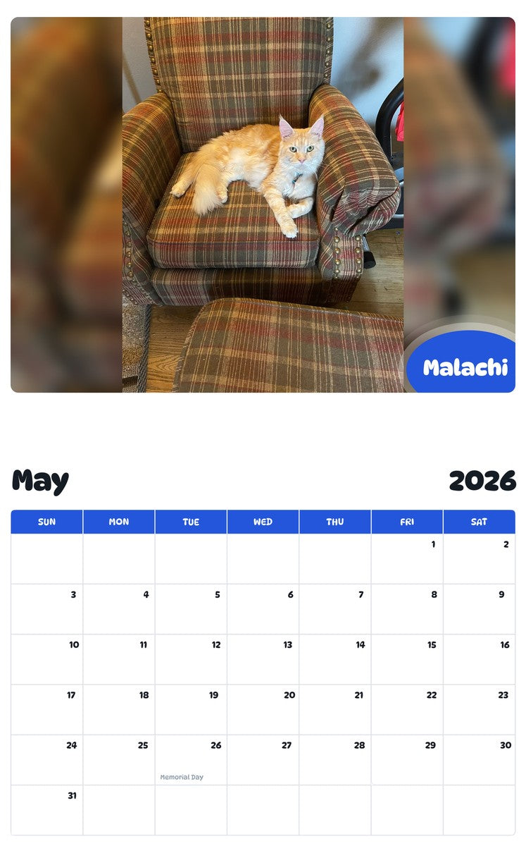 2026 - 2027 Malachi - Pawidols Pet Calendar