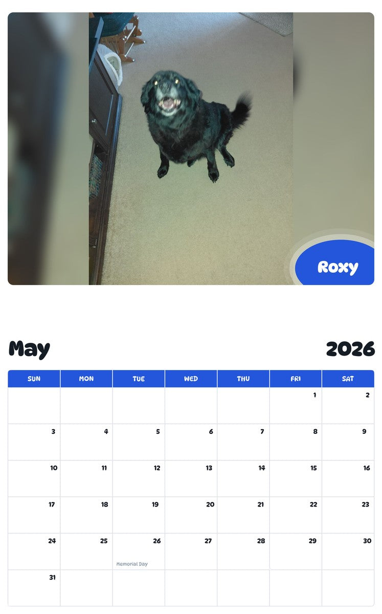 2026 - 2027 Roxy - Pawidols Pet Calendar
