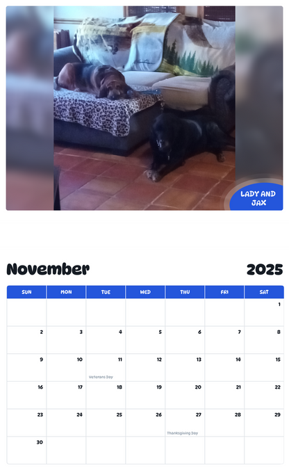 July 2025 - June 2026 Lady and jax - Pawidols Pet Calendar