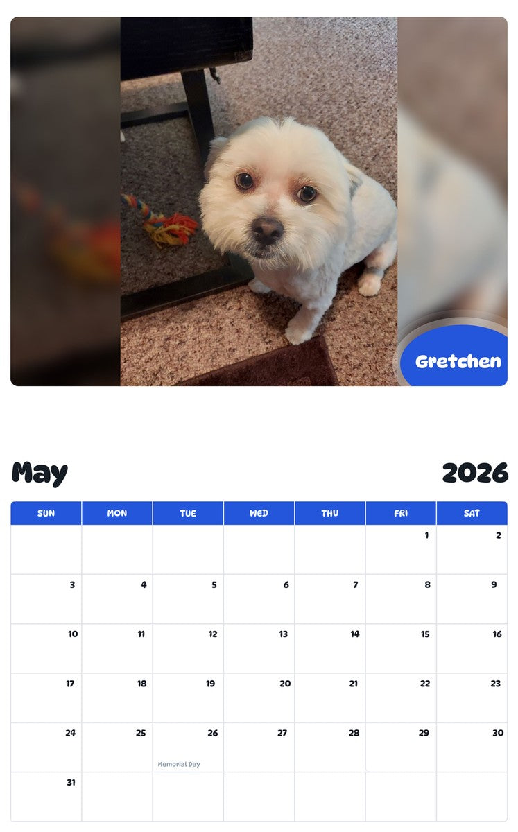2026 - 2027 Gretchen - Pawidols Pet Calendar