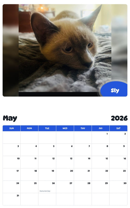2026 - 2027 Sly - Pawidols Pet Calendar
