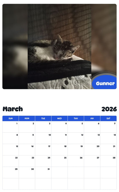 November 2025 - October 2026 Gunner - Pawidols Pet Calendar