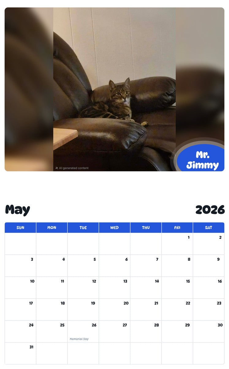 2026 - 2027 Mr. Jimmy - Pawidols Pet Calendar