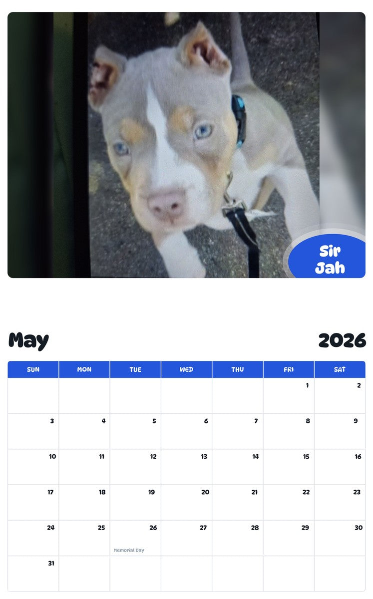 2026 - 2027 Sir Jah - Pawidols Pet Calendar