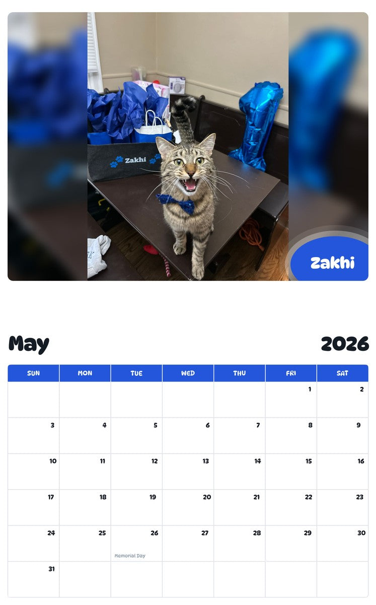 2026 - 2027 Zakhi - Pawidols Pet Calendar