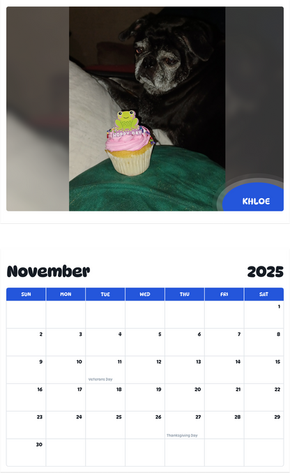 July 2025 - June 2026 Khloe - Pawidols Pet Calendar