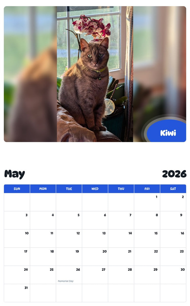 2026 - 2027 Kiwi - Pawidols Pet Calendar