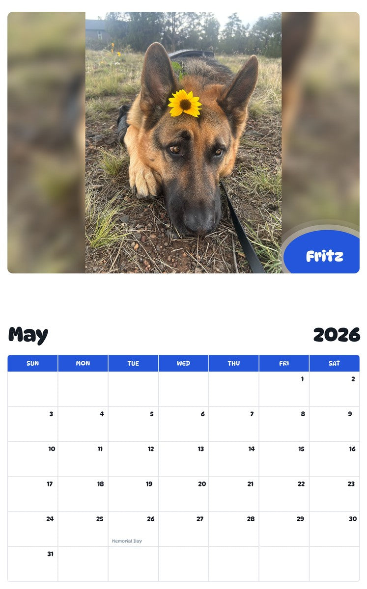 2026 - 2027 Fritz - Pawidols Pet Calendar