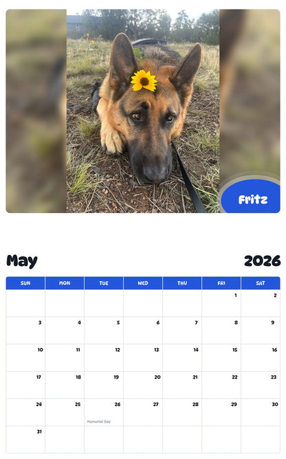 2026 - 2027 Fritz - Pawidols Pet Calendar