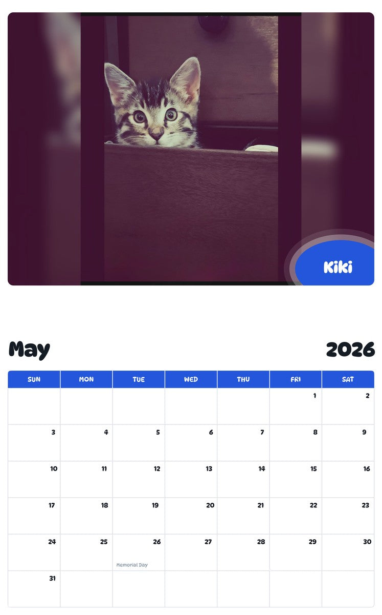 2026 - 2027 Kiki - Pawidols Pet Calendar