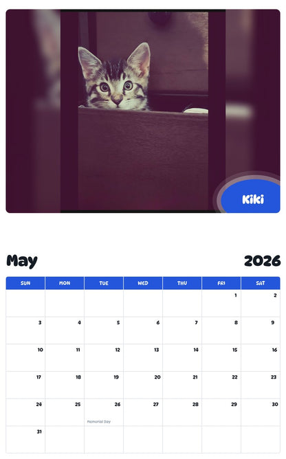 2026 - 2027 Kiki - Pawidols Pet Calendar