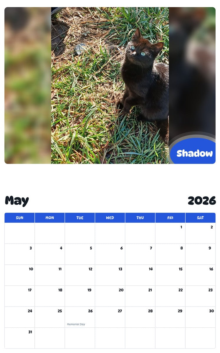 2026 - 2027 Shadow - Pawidols Pet Calendar