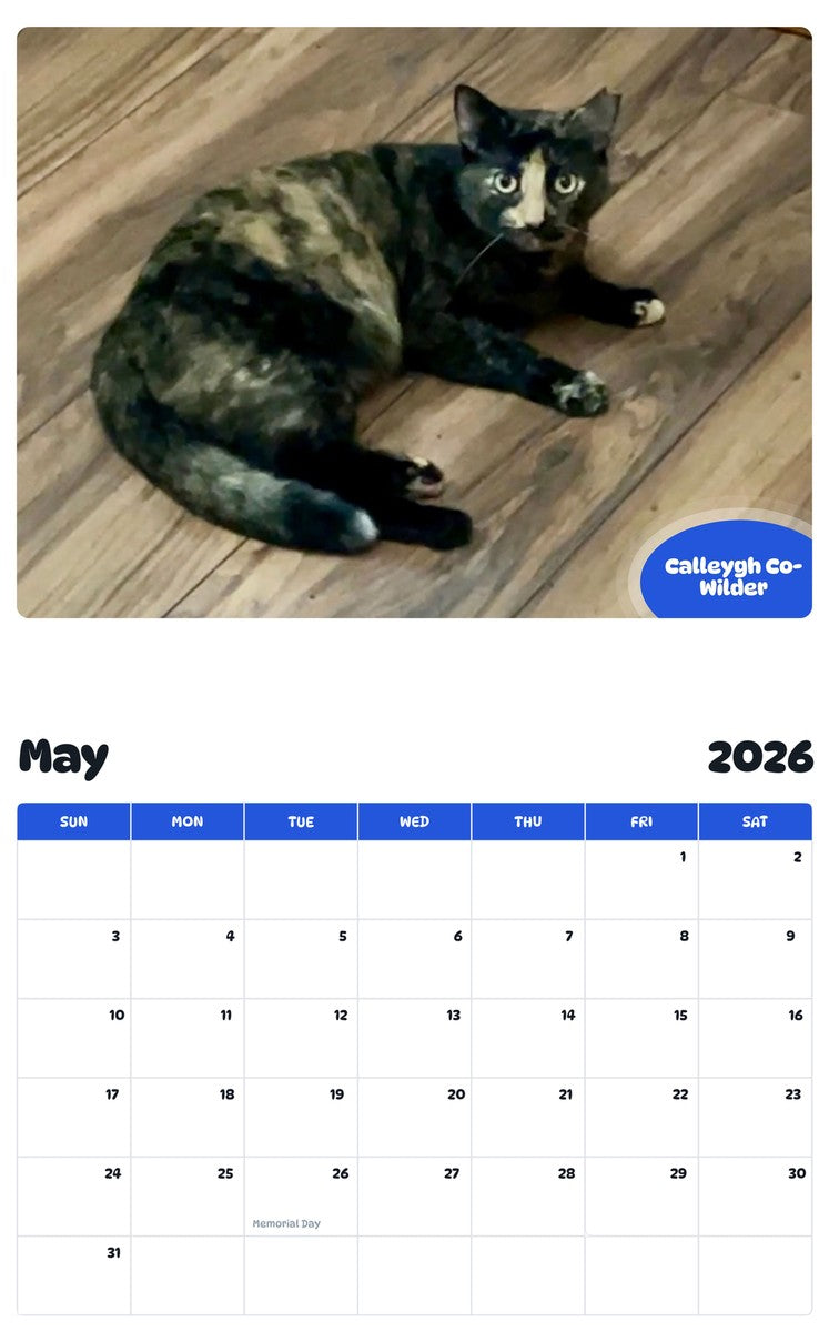 2026 - 2027 Calleygh Co-Wilder - Pawidols Pet Calendar