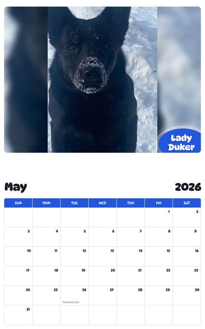 2026 - 2027 Lady Duker - Pawidols Pet Calendar