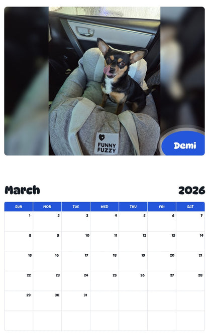 November 2025 - October 2026 Demi - Pawidols Pet Calendar