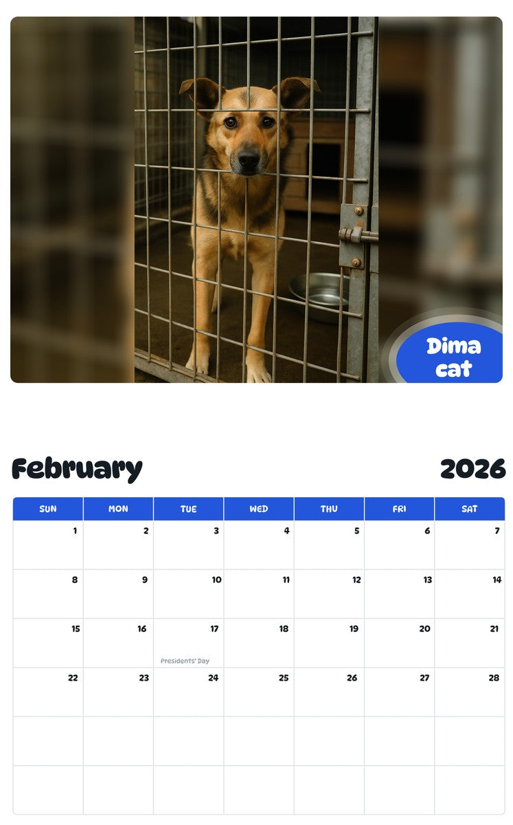 October 2025 september 2026 dima cat pawidols pet calendar