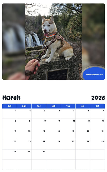 November 2025 - October 2026 Garfield Roberts Mora - Pawidols Pet Calendar
