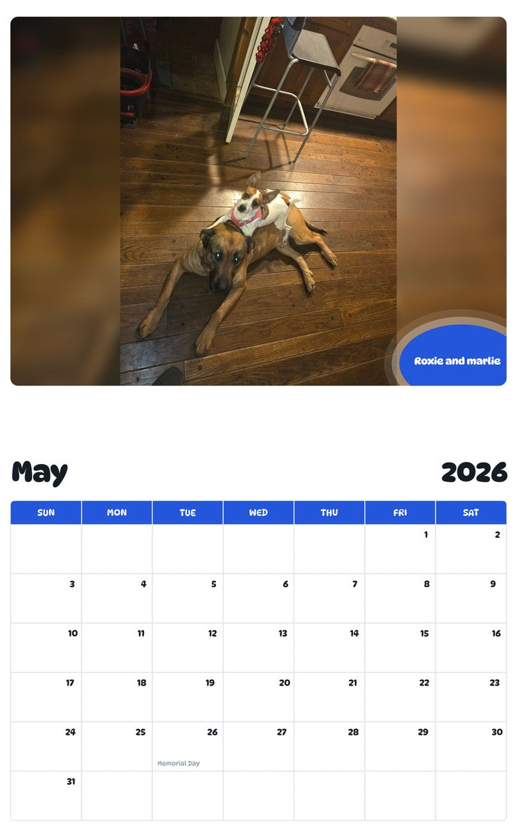 2026 - 2027 Roxie and marlie - Pawidols Pet Calendar