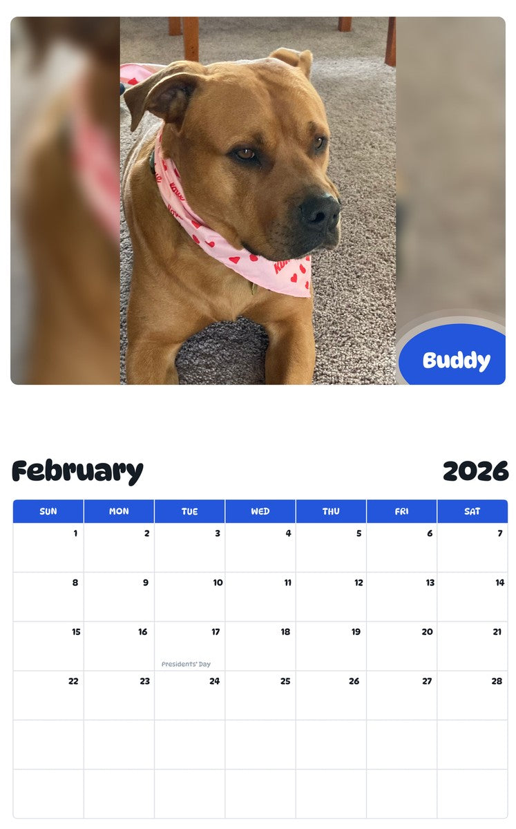 October 2025 - September 2026 Buddy - Pawidols Pet Calendar