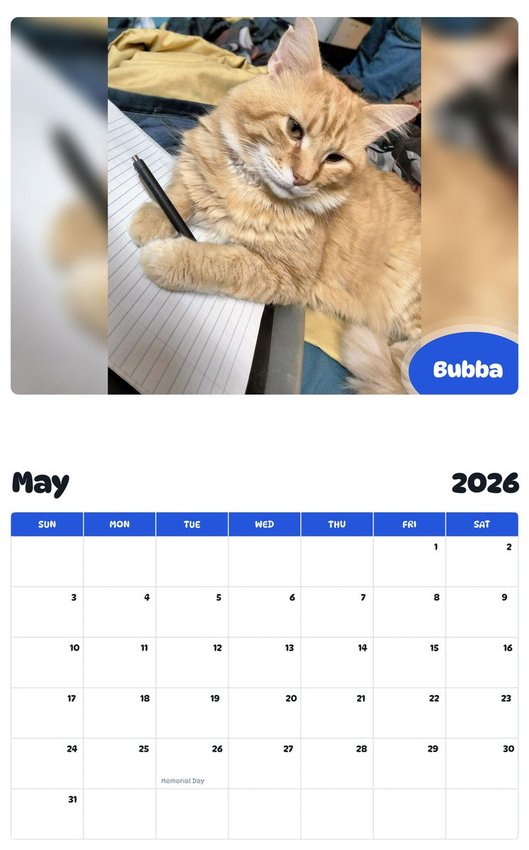 2026 - 2027 Bubba - Pawidols Pet Calendar