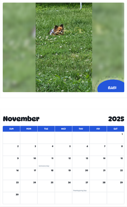 July 2025 - June 2026 Babi - Pawidols Pet Calendar