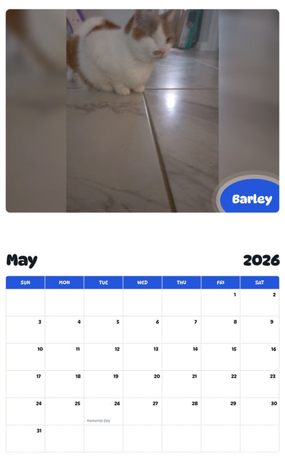 2026 - 2027 Barley - Pawidols Pet Calendar