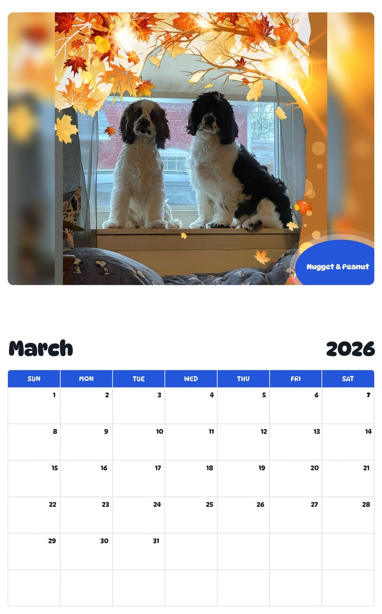 November 2025 - October 2026 Nugget & Peanut - Pawidols Pet Calendar