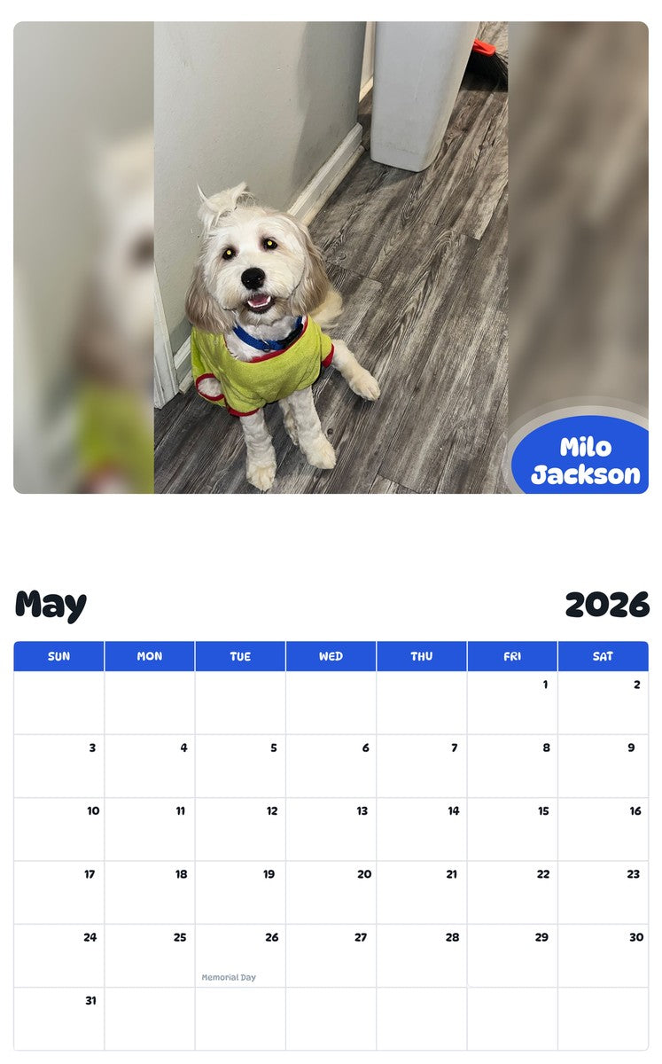 2026 - 2027 Milo Jackson - Pawidols Pet Calendar