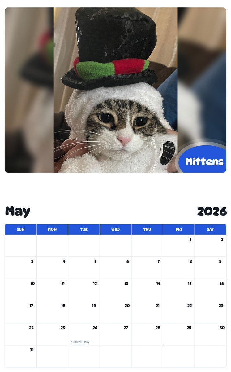 2026 - 2027 Mittens - Pawidols Pet Calendar