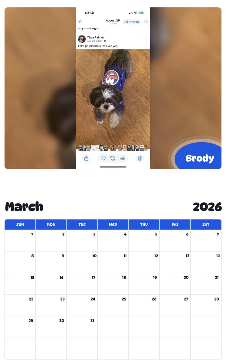 November 2025 - October 2026 Brody - Pawidols Pet Calendar