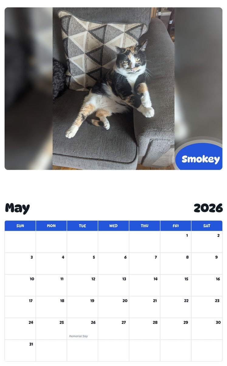 2026 - 2027 Smokey - Pawidols Pet Calendar