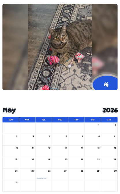 2026 - 2027 Aj - Pawidols Pet Calendar