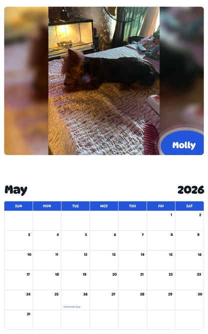 2026 - 2027 Molly - Pawidols Pet Calendar