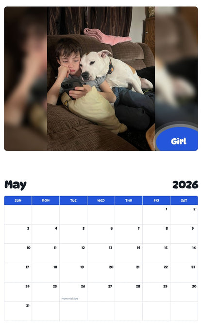 2026 - 2027 Girl - Pawidols Pet Calendar