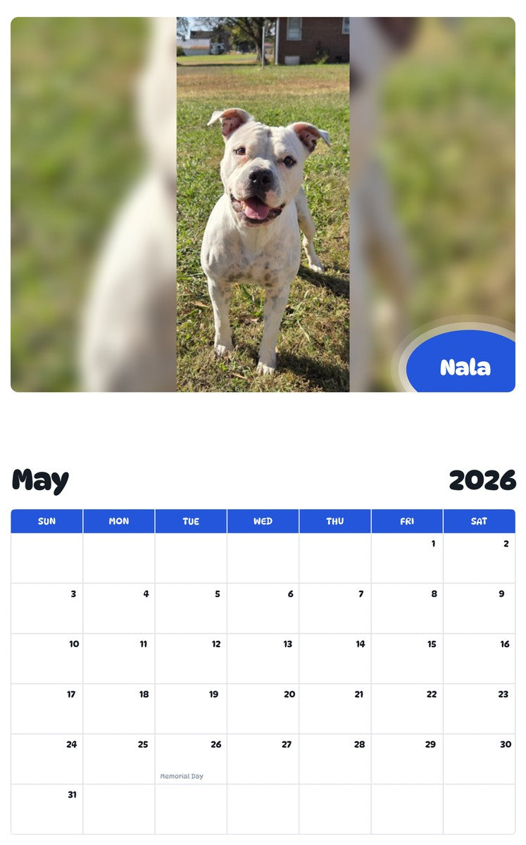 2026 - 2027 Nala - Pawidols Pet Calendar