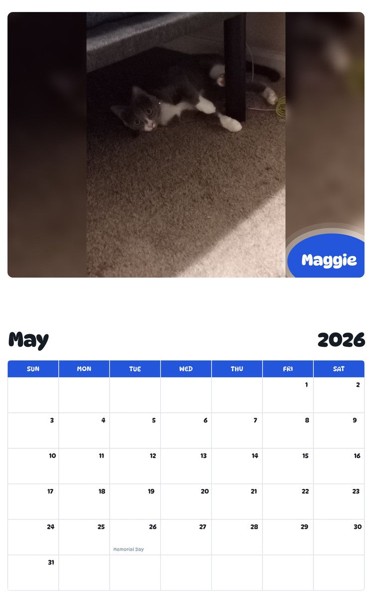 2026 - 2027 Maggie - Pawidols Pet Calendar