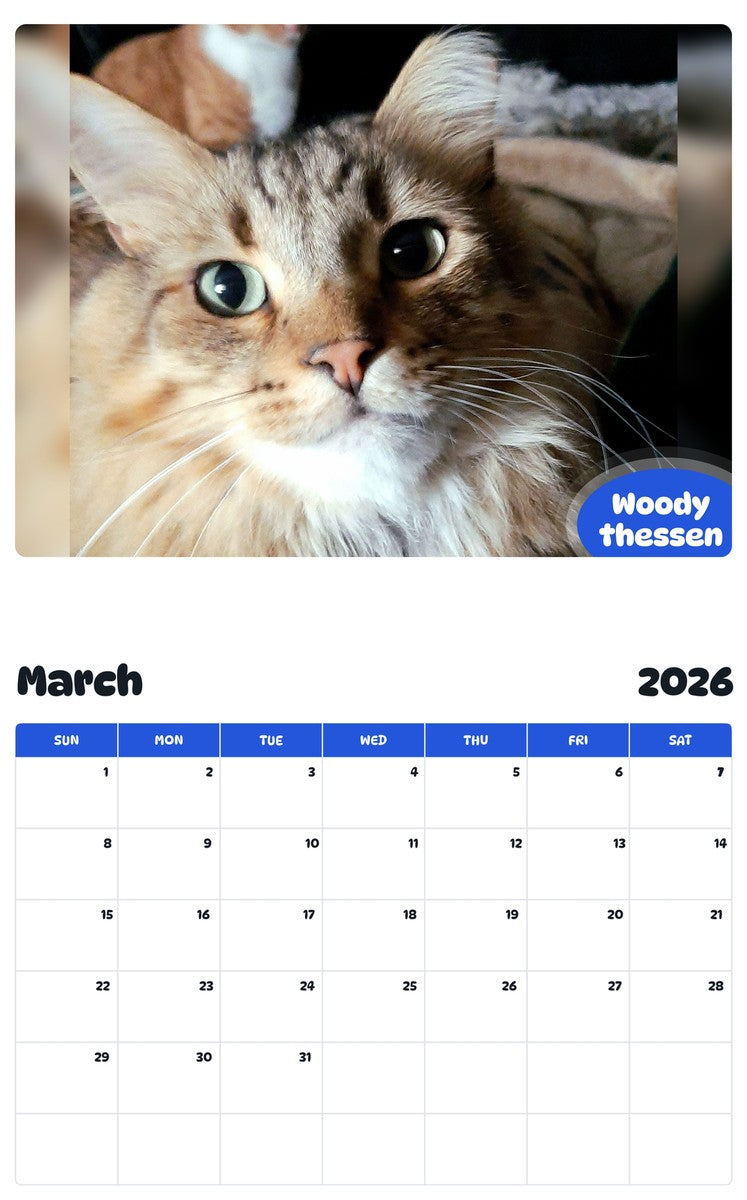 November 2025 - October 2026 Woody thessen - Pawidols Pet Calendar