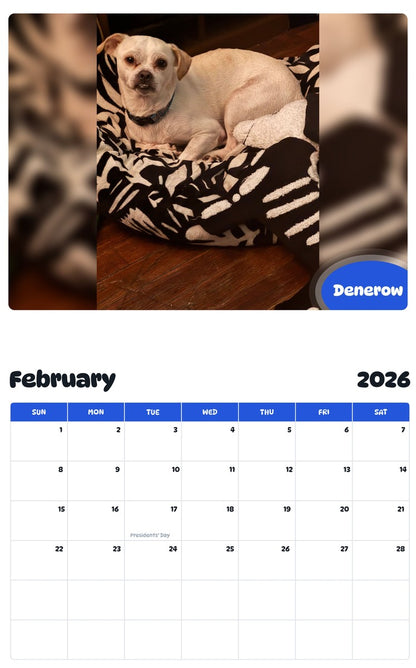 October 2025 - September 2026 Denerow - Pawidols Pet Calendar