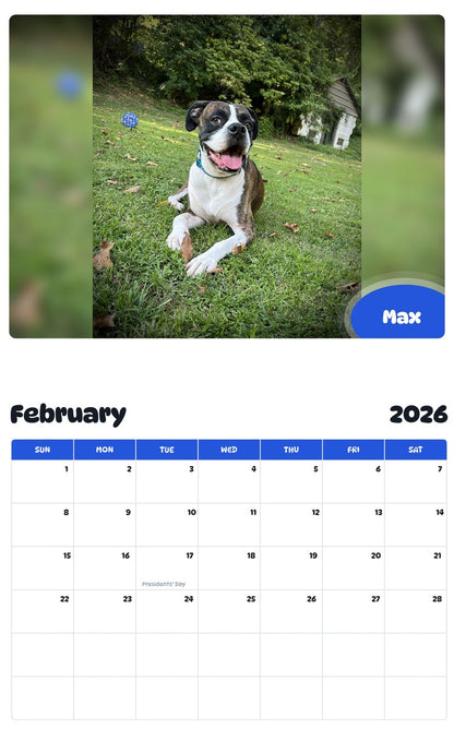 October 2025 - September 2026 Max - Pawidols Pet Calendar