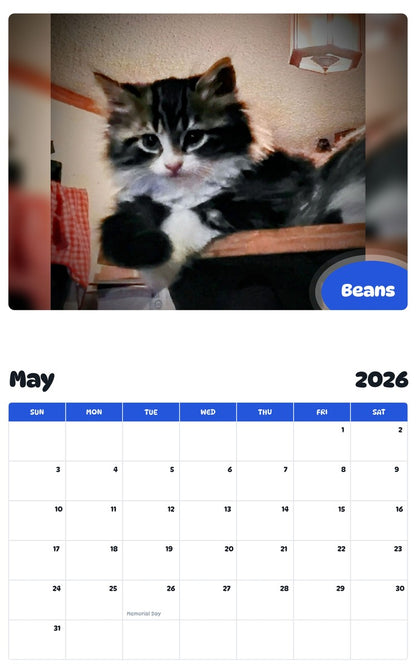2026 - 2027 Beans - Pawidols Pet Calendar