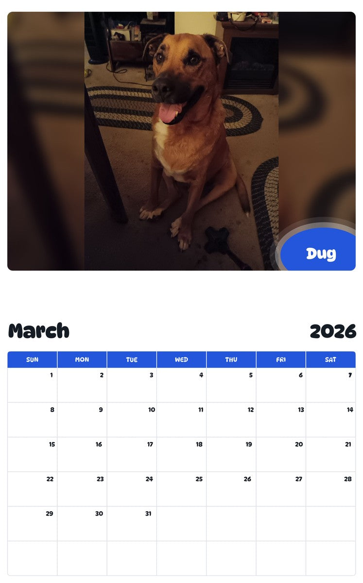 November 2025 - October 2026 Dug - Pawidols Pet Calendar