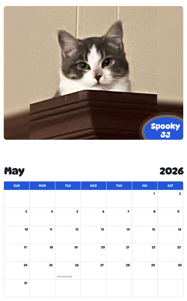 2026 - 2027 Spooky JJ - Pawidols Pet Calendar
