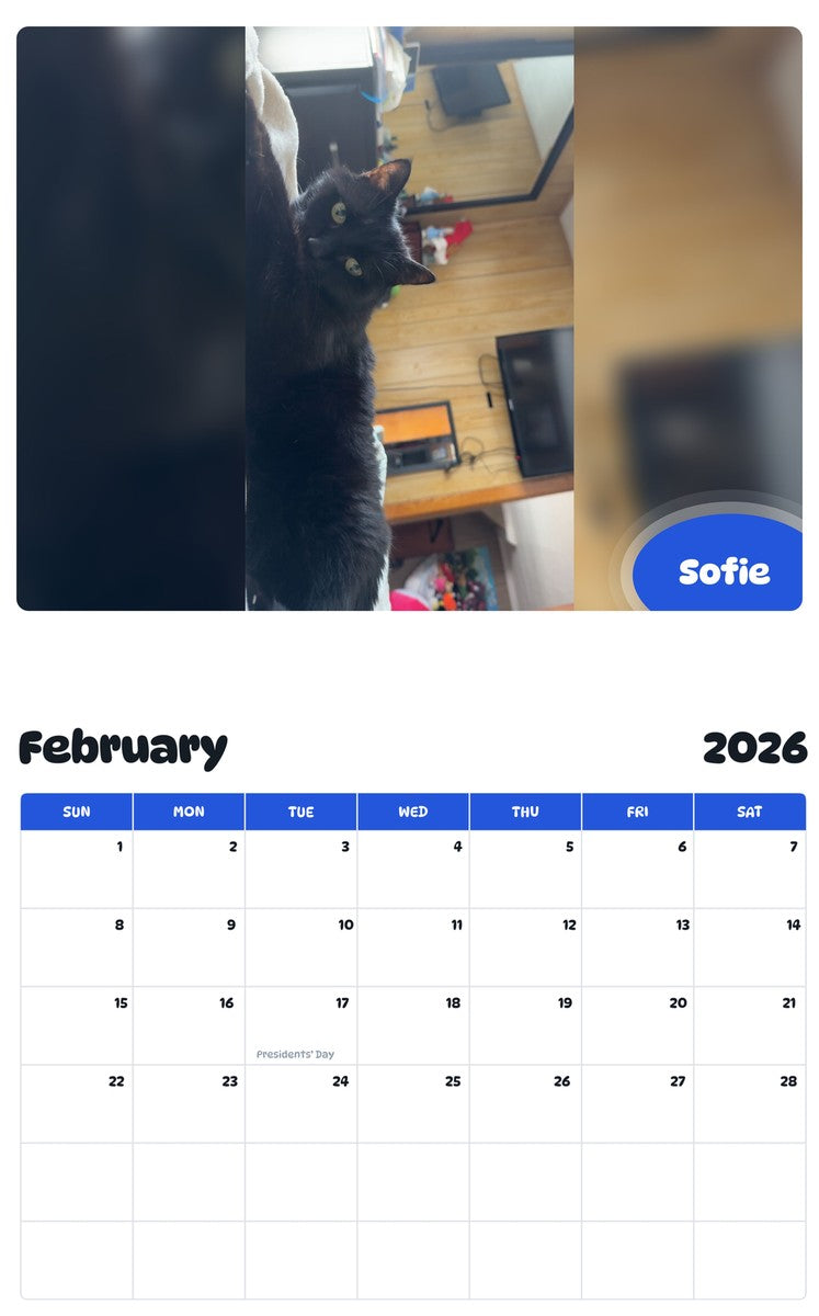October 2025 - September 2026 Sofie - Pawidols Pet Calendar