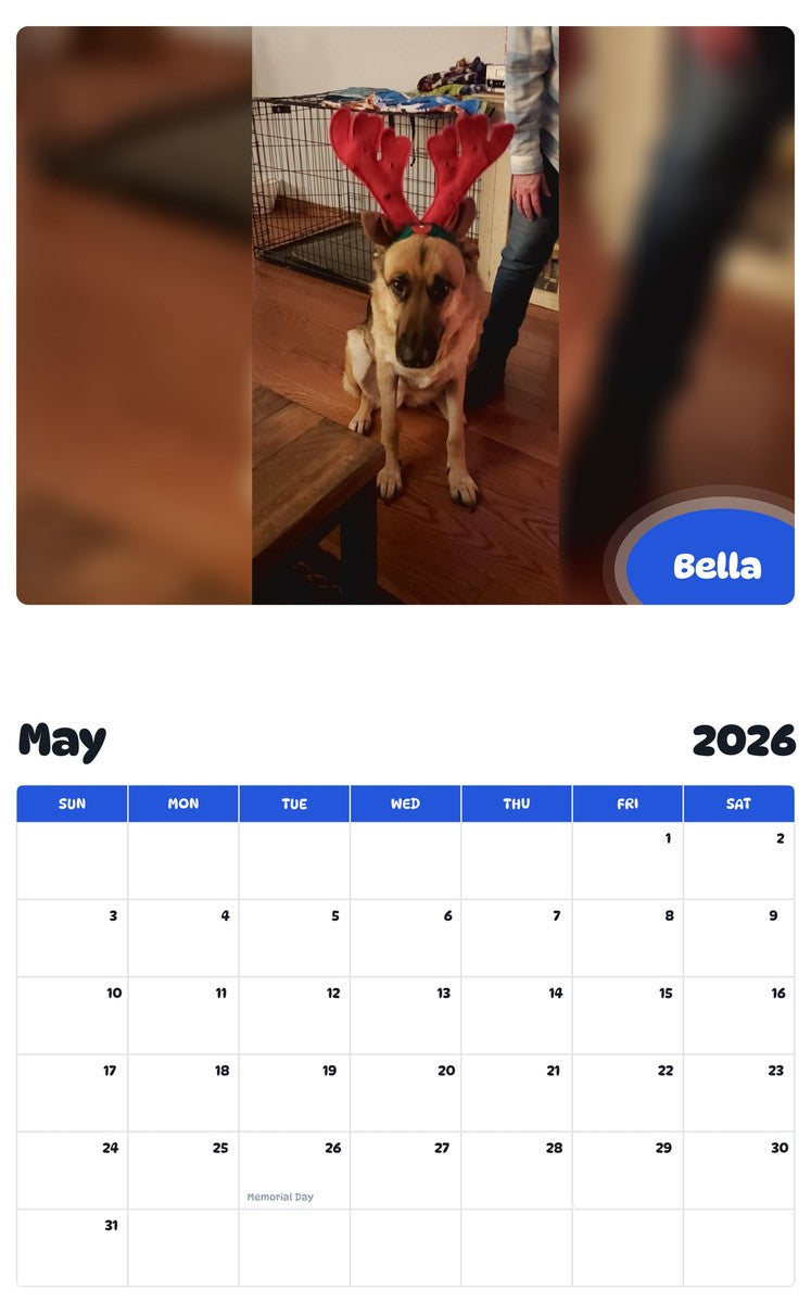 2026 - 2027 Bella - Pawidols Pet Calendar